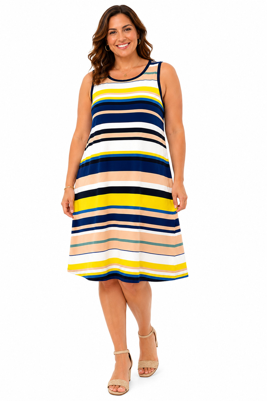 Ann Taylor Loft Sleeveless Knit Stretch Knee Length Casual Summer Dress sz XL